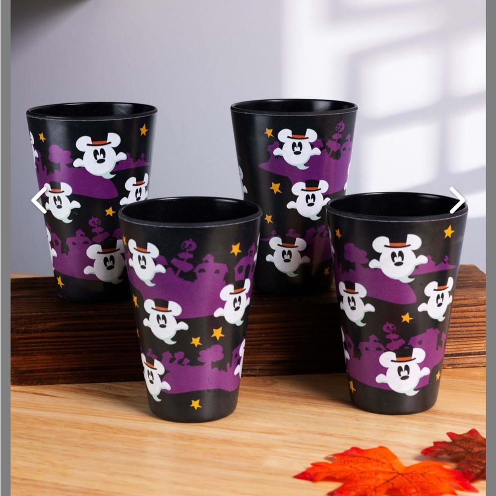 Disney Halloween Cups Mickey Mouse Bamboo Eco Friendly Set of 4 Ghost Black NWT